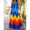 Boho Casual Loose Sleeveless V Neck Swing Long Dress Women Plus Size Fashion Printing Summer Beach Off-the-shoulder Dress