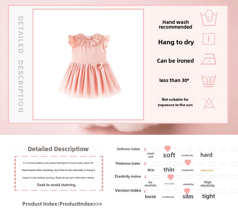 Malwee Summer Cotton Princess Dress - Solid Color, Short-Sleeved for Girls