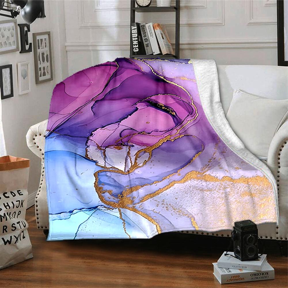 1Pc Abstract Fluid Art Blanket Soft And Comfortable Casual Warm Camping Travel Christmas Halloween Xmas Gift M928365