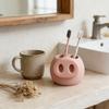 Cute Pink 3D Printed Snout Toothbrush Toothpaste Holder 3D Printed Design for Bathroom Countertop Accessories