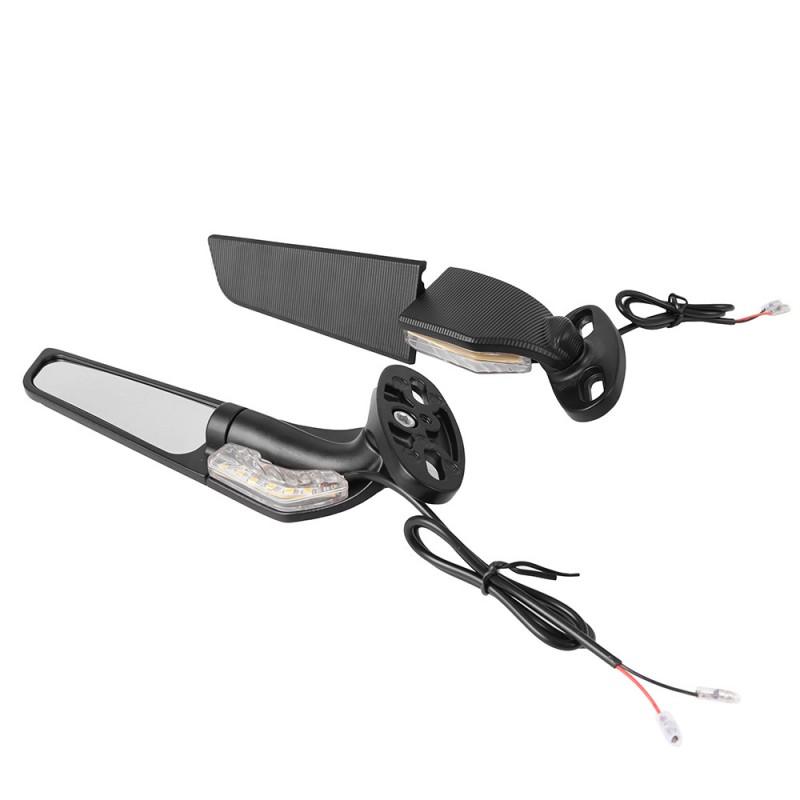 Motorcycle Rearview Mirror With Integrated LED Turn Signal Winglet Fairing Spoiler Sportbike Style Customization