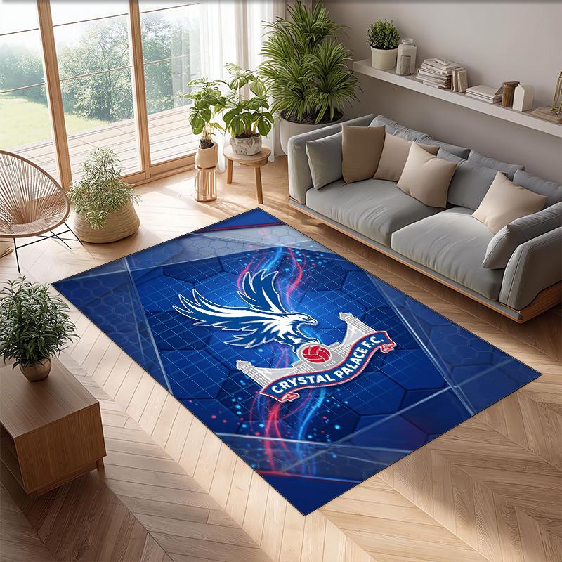 Crystal Palace Football Print Crystal Velvet Rug, Comfortable Water Absorbent Non Slip Indoor Floor Carpet