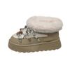 Fashion 2025 New Women Boots Round Toe Outdoor Thick Bottom Shoes for Women Fashion Cross Strap Decoration Short Plush Snow Boots Women