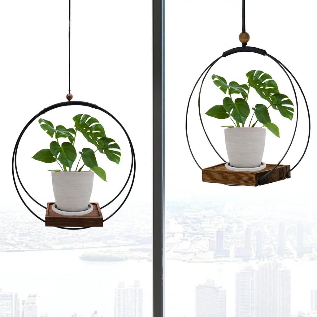 Metal Plant Hanger Adjustable Rope Modern Boho Minimalist Flower Pot Holder Basket for Indoor Outdoor Garden Decorations