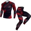 Mens Quick-Dry Athletic Set: Compression Running Pants Long-Sleeve Tee Gym Basketball Outdoor Fitness