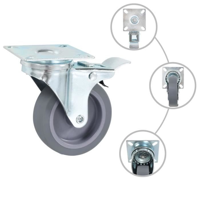 VidaXL Roulettes pivotantes avec double frein 4 pcs 75 mm