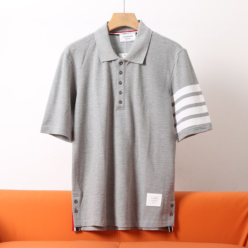 Pique Cotton Short-Sleeved T-Shirt, New Summer Style for Men and Women, Couple Style, Four-Stripe Lapel, Business Casual Polo Shirt, Trendy
