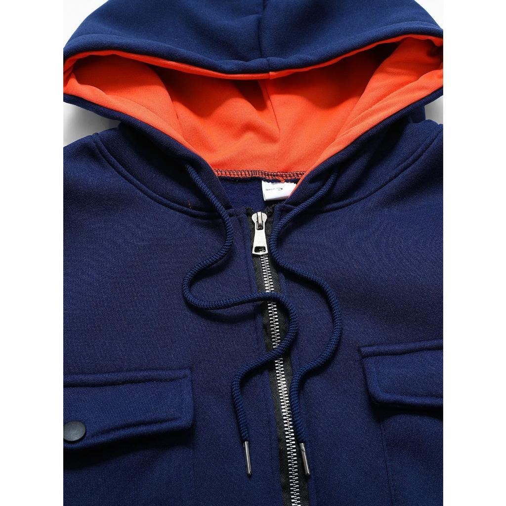 Herbst- und Winterfleece Warmer Herren-Hoodie, Übergröße Lässig Trendiger Reißverschluss-Hoodie Kapuzen-Sweatshirt