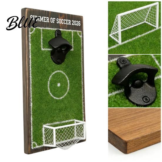 Man Cave Flaschenöffner Fußballfeld Bier Wandmontiert Kapselheber Holzfußball Stabil für Schild Bar Küche Spielzimmer Einzigartiges Geschenk Liebhaber Sport