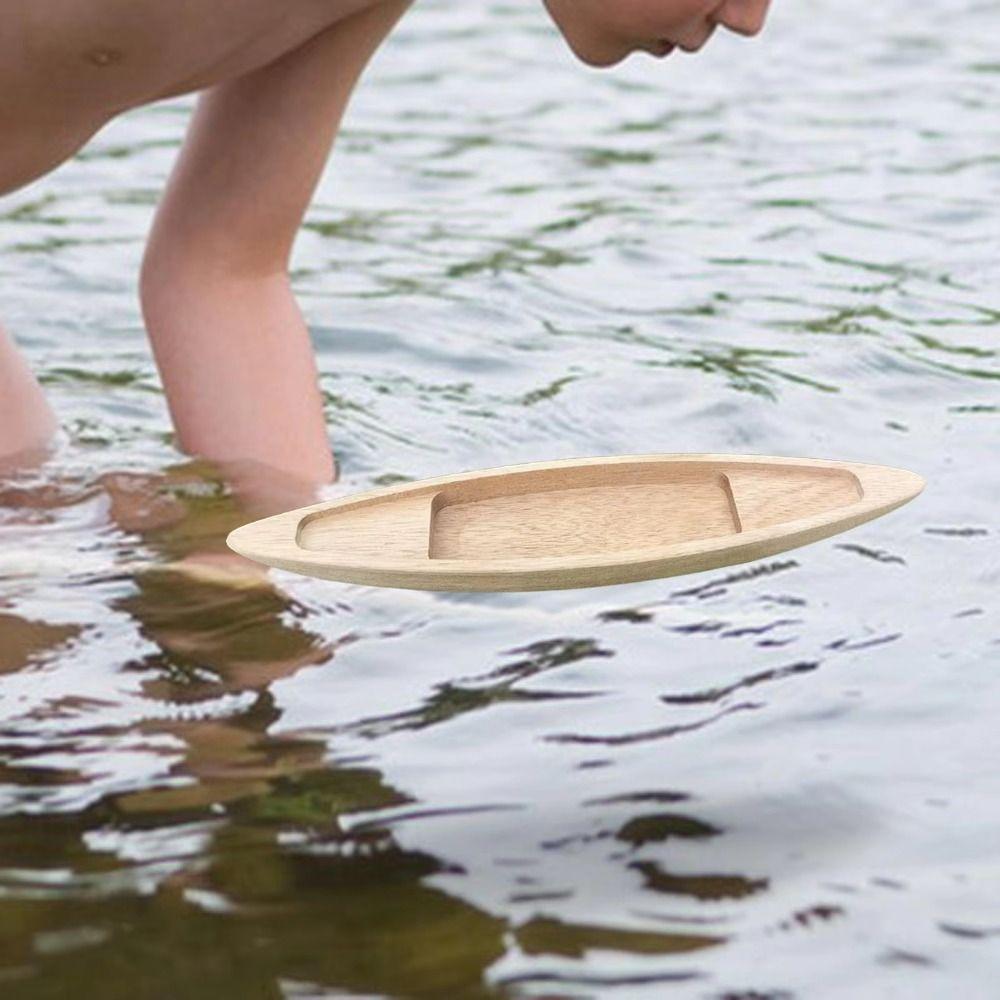 Mini Canoe Fishing Boat Decor Ocean Landscape Boat Model Ornaments Wooden Boat Model  Desk Ornament