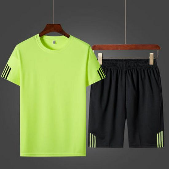 Men's Plus Size Summer Sports Suit: Crew Neck Quick-Dry T-Shirt & Shorts for Running Fitness