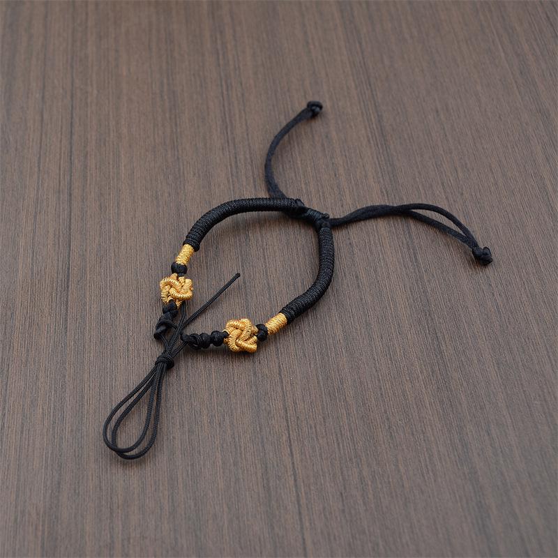 Handmade Woven Bracelet with Ping'an Buckle and Lucky Beads - Unisex DIY Semi-finished Bracelet Rope