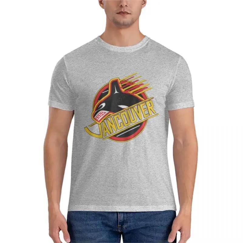 Vancouver Hockey - Retro Canucks Classic T-Shirt Herren Baumwoll T-Shirts Herren Kurzarm T-Shirts Herren Große T-Shirts