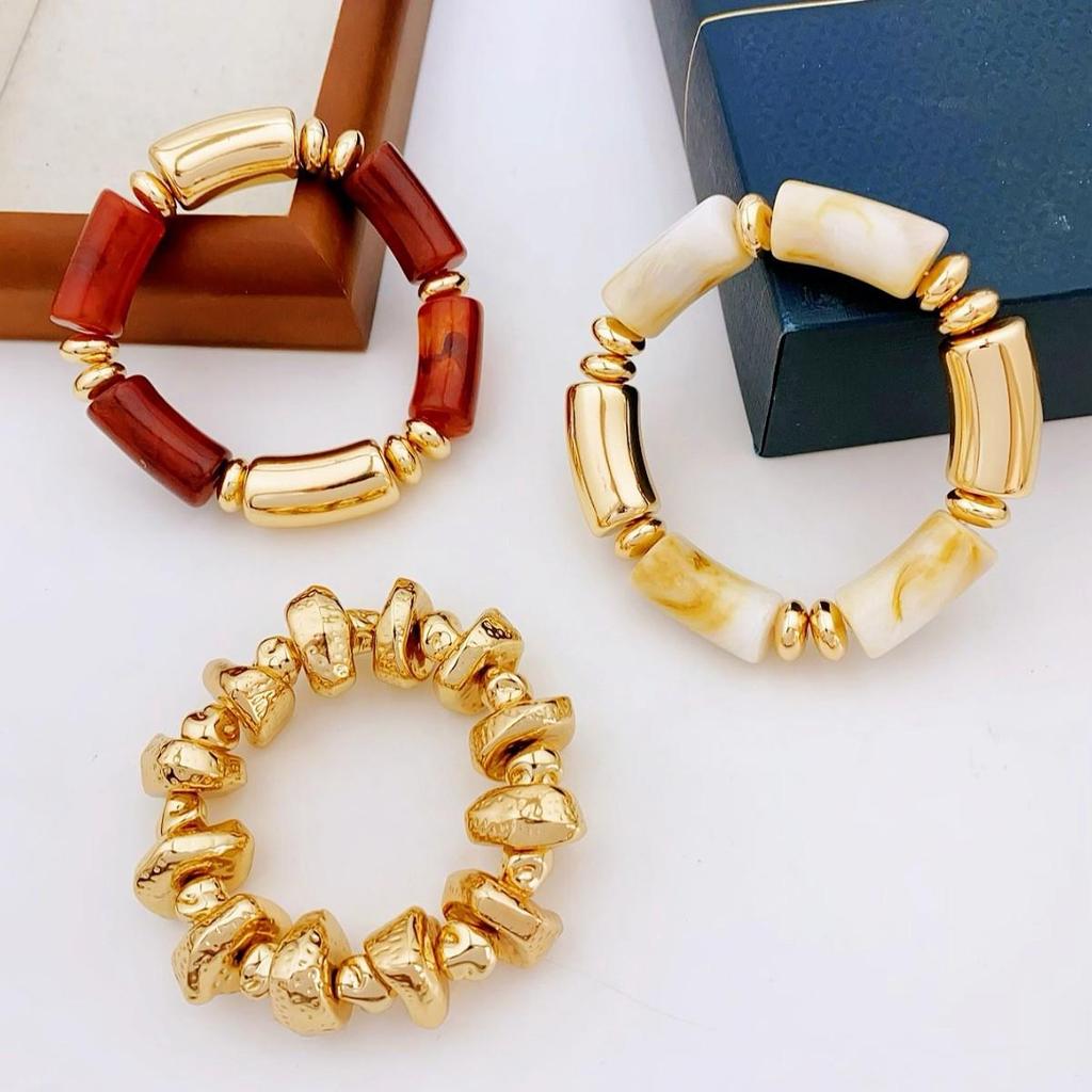 European & American 3-Piece Acrylic Bamboo Bead Necklace