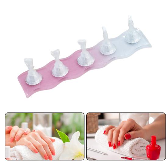 1 Set Magnetic Nail Holder with Gradient Color Base Professional DIY Manicure Fingernail Rest Wearable False Nails Showing Shelf Reusable Nail