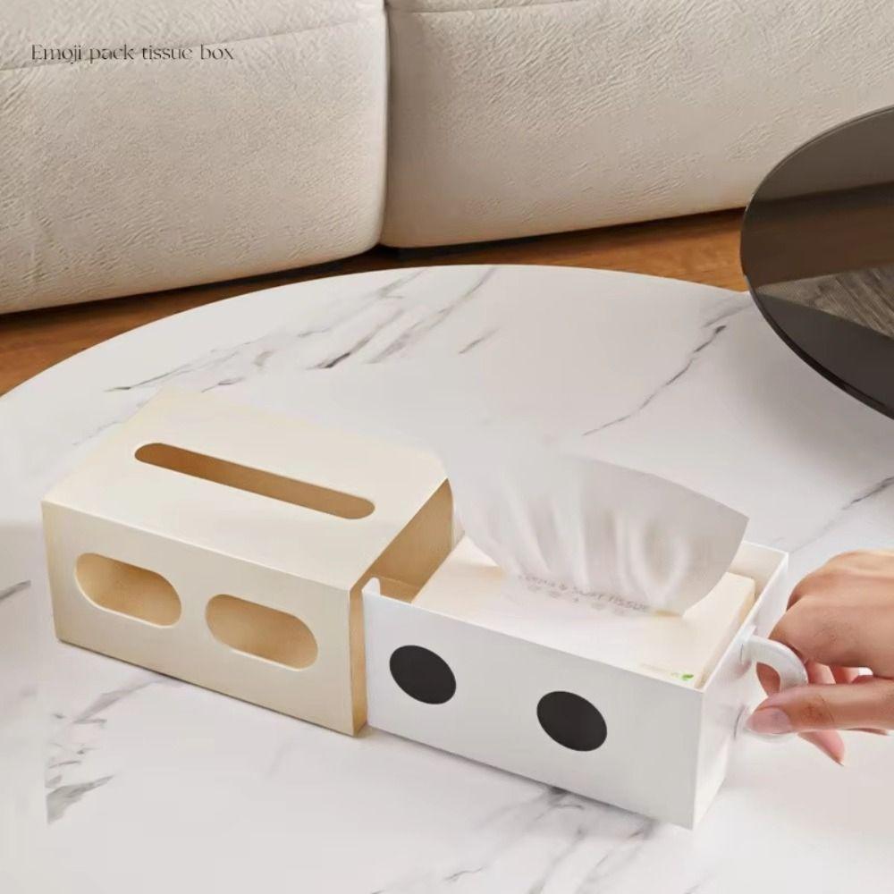 Funny Expression Facial Tissue Dispenser Rectangle Shape Desktop Tissue Case  Bathroom