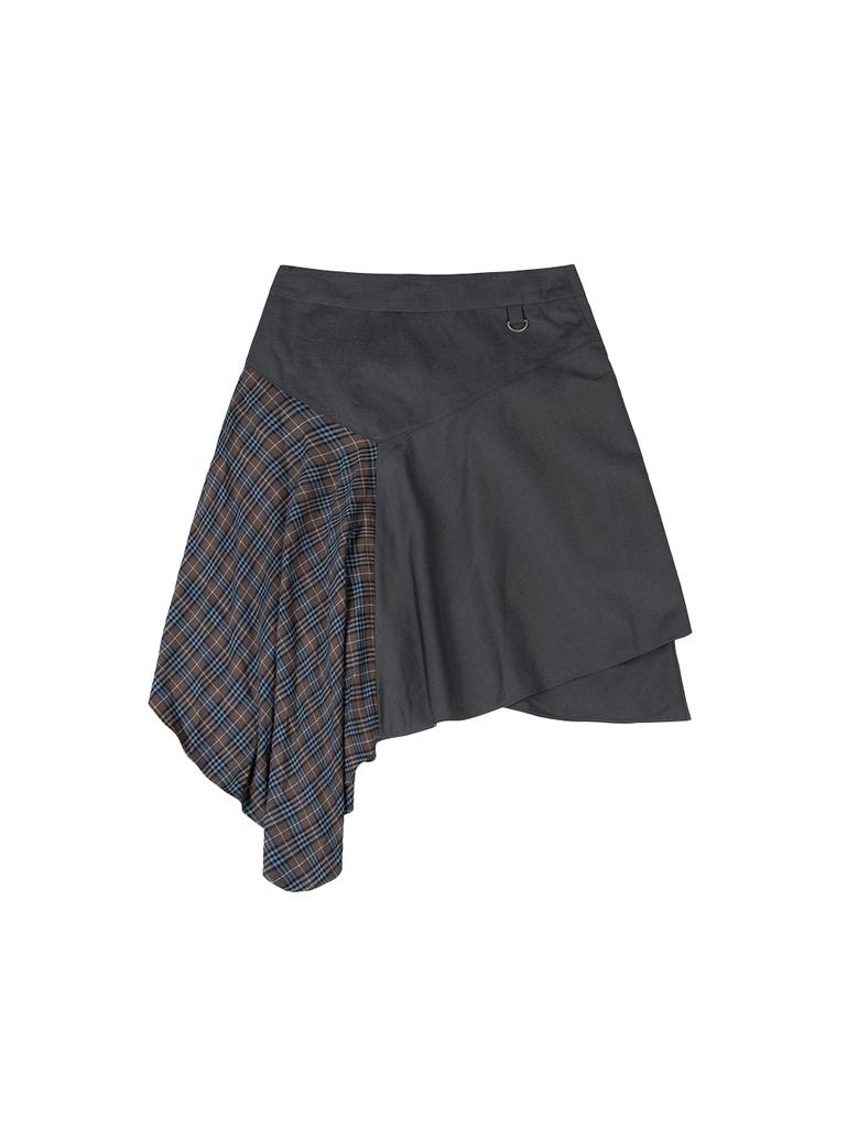 TUOMIO Layered Asymmetric Skirt [Charcoal]