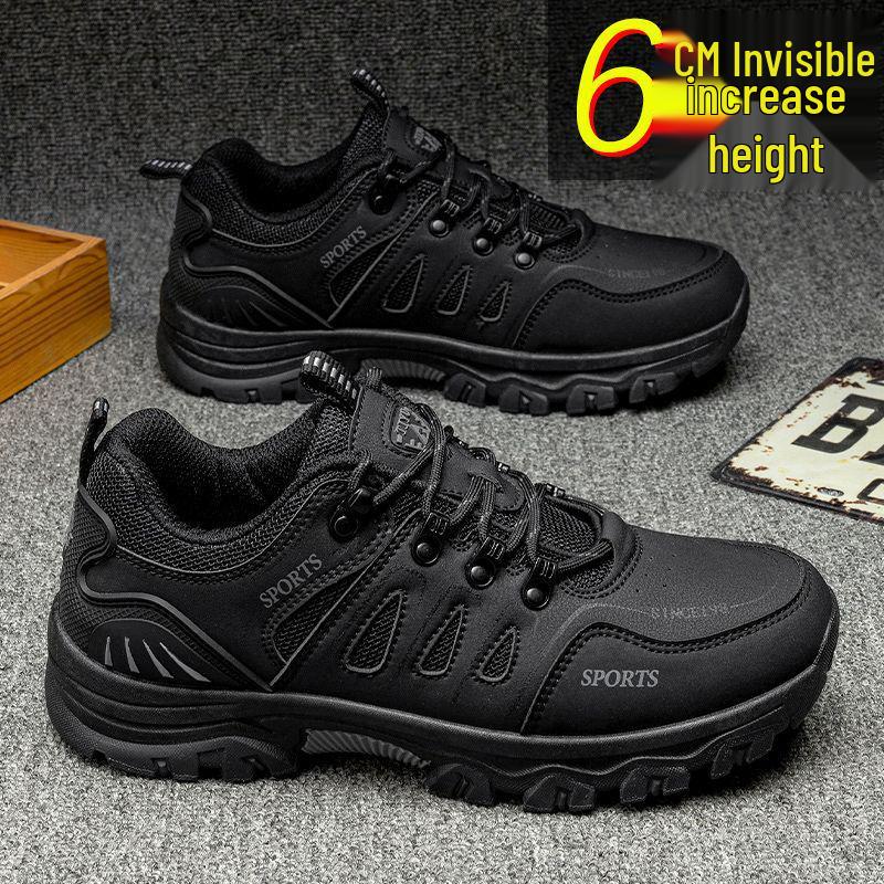 Men's Non-Slip Hiking Shoes: Wear-Resistant, Travel-Ready, Autumn/Winter, Height-Boosting, Ideal for Middle-Aged Travelers.