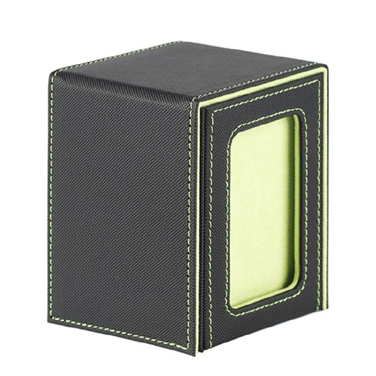 

PU Leather Card Deck Storage Box Big Capacity Game Card Organiser Case With Display Window, Hold 100+ Cards зелений