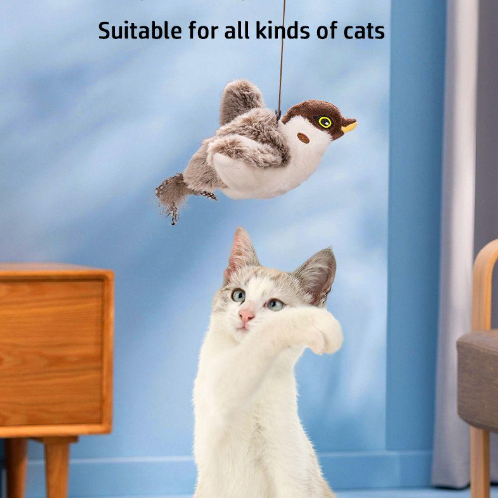 Hangable Interactive Flying Bird Cat Toys Electronic Pet Simulation Sparrow Toy  for Indoor Cats
