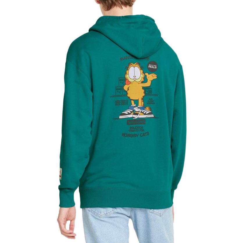PUMA x GARFIELD Co-Branded Cartoon Garfield Print Hoodie Men's Lake Green