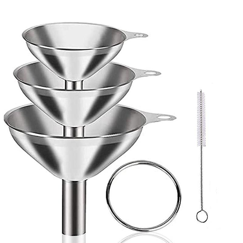 Trichter-Set für die Küche aus Edelstahl, Trichter aus lebensmittelechtem Metall zum Befüllen von Flaschen, kleine Trichter für ätherische Öle und Gewürze