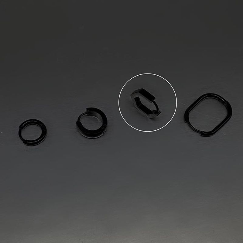 

Black Zircon Stud Earrings ~ Black Flash Stud Earrings Titanium Steel Low Sensitivity Classy Dark Style Ear Bone Stud Black Zircon Black lacquer black multilateral ring 1 pair