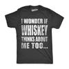 Mens I Wonder If Whiskey Thinks About Me Too Funny Drinking Alcohol T Shirt