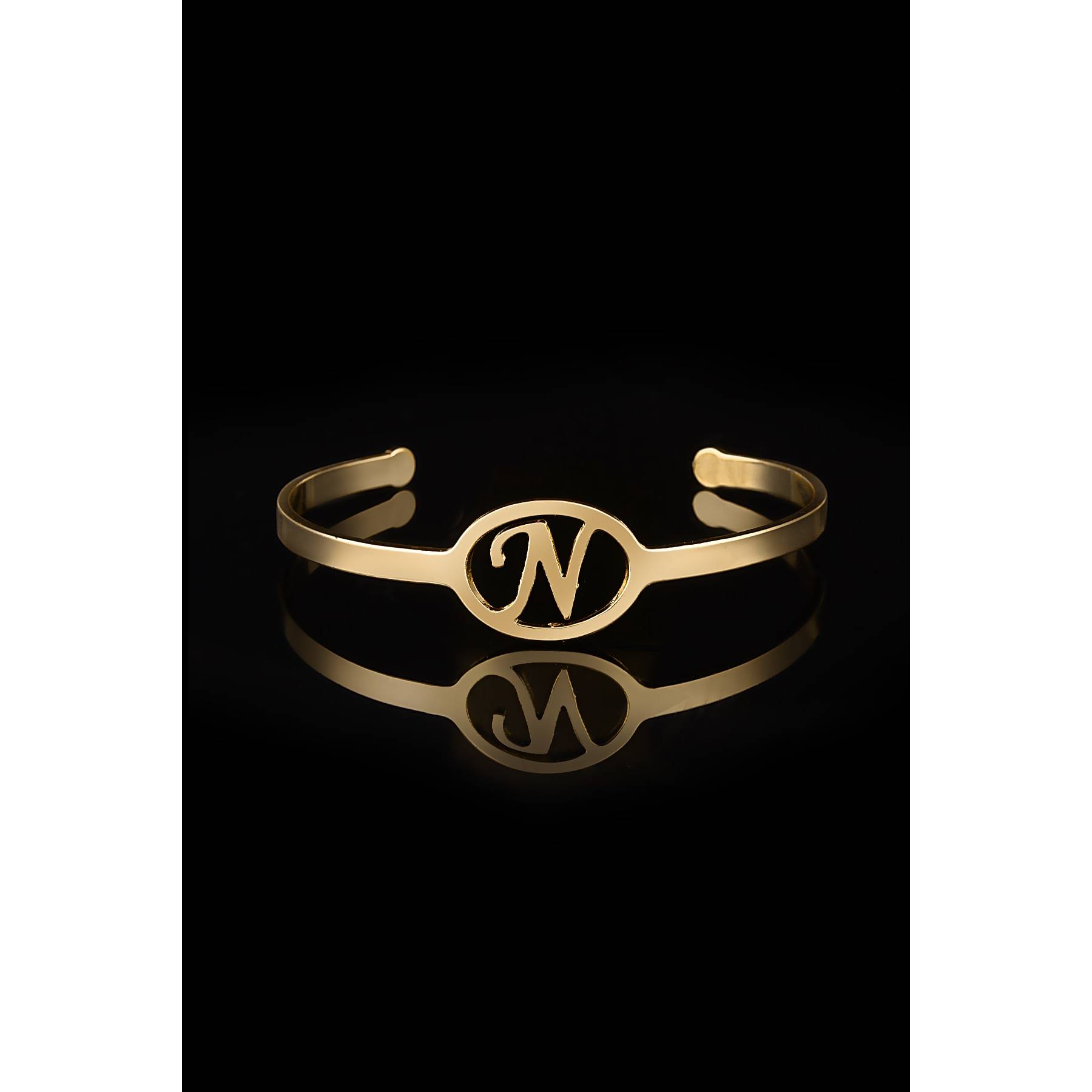 

Steel Gold Women s N Letter Cuff Bracelet