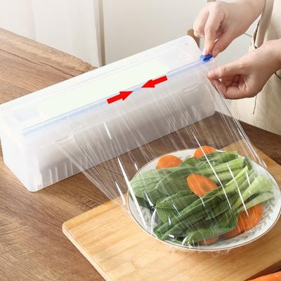 Slide Cutter Kitchen Tool Storage Holder Wrap Storage Box Plastic Wrap Dispenser Cling Film Cutter
