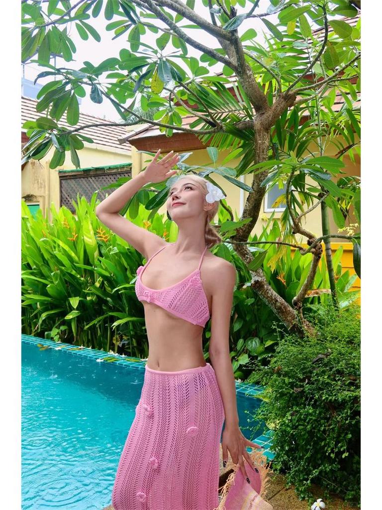 Holiday Crochet Hollow-Back Sun Protection Long Skirt Beach Cover-Up Dress
