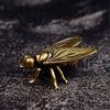 Old Bronze Fly Insect Charm Artisanal Detailed Engraving Thin Permanent Jewelry For Everyday Wear