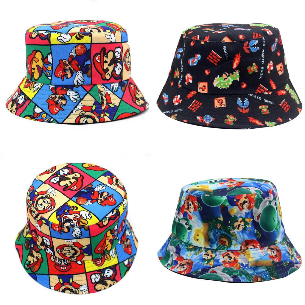 Super Mario Anime Game Mario Print Fisherman Hat Unisex Sunshade Bucket Hat
