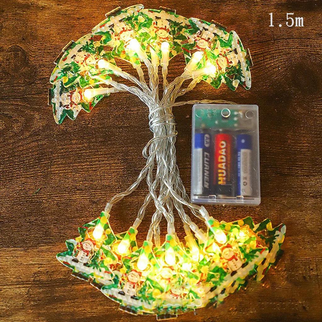 1.5m 10Led Christmas Light String Xmas Elk Santa Claus Xmas Tree Hanging Ornaments Merry Christmas Decor Happy New Year 2025