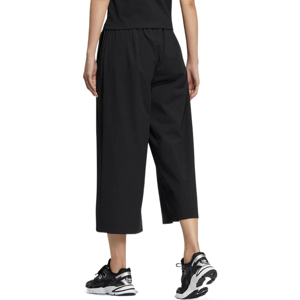 Adidas Originals Solid Color Wide Leg Elastic Waist Straight Leg Sports Pants Women Bottoms Black HR3481