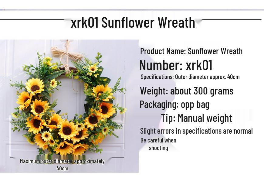 40cm Medium Sunflower Half Circle Wreath