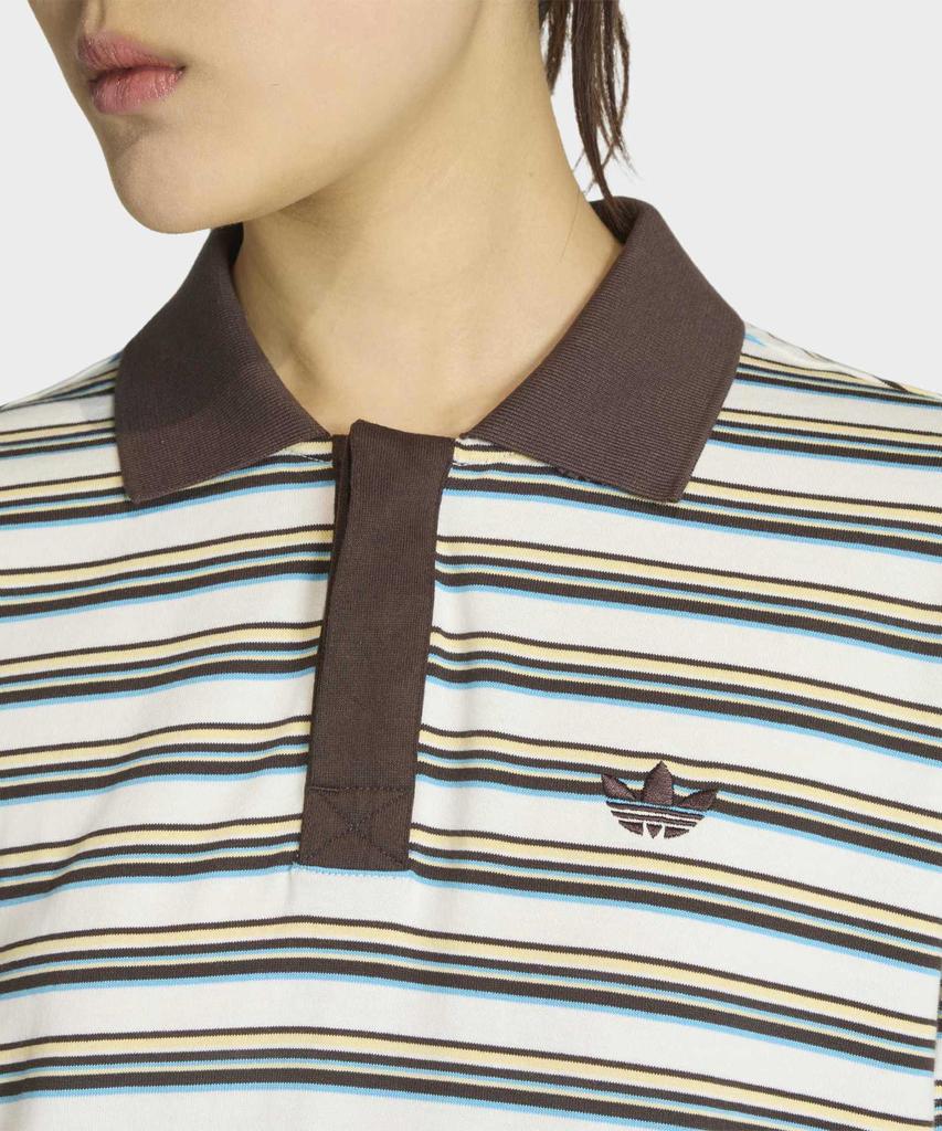 ADIDAS Striped Oversized Long Sleeve Polo Shirt - White / Ku6081