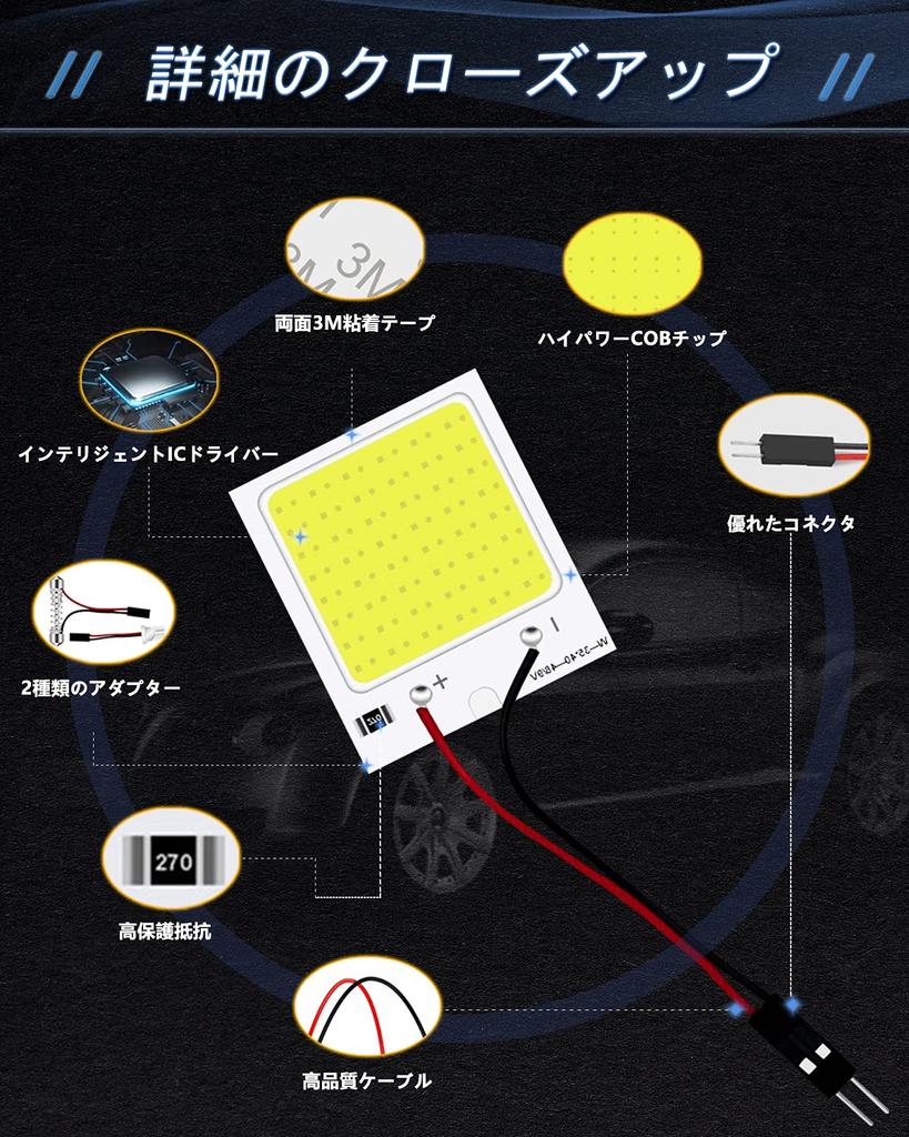 ALOPEE 10 Pack White 300 Room COB 48-SMD DC LED Light for Car