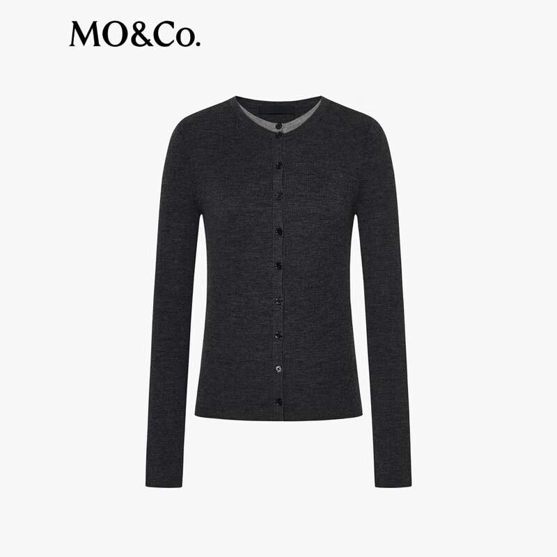 MO&Co. Women's Faux Two-Piece Long Sleeve Wool Cardigan
