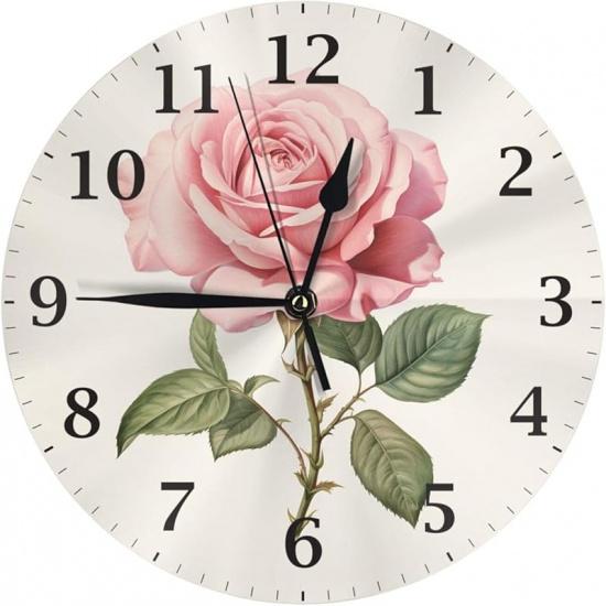 

DADABULIU Настенные часы Фиолетовый Лавандовый Цветок Акварель Бесшумные Без тиканья 10-дюймовые Круглые часы Работающие от батарейки Кварцевые Аналоговые для гостиной кухни A21