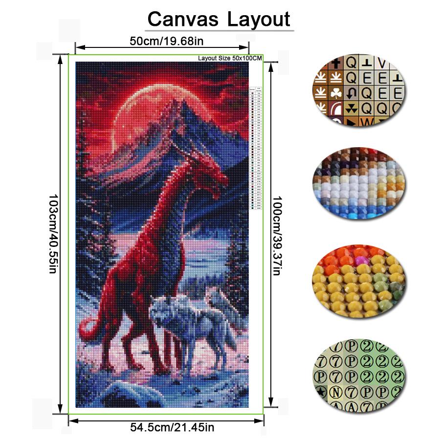 Mountain Dragon Wolf Large Size Diamond Painting New Collection Animals Diy Full Square Round Drill Rhinestone Embroidery Mosaic Cross Stitch Kits