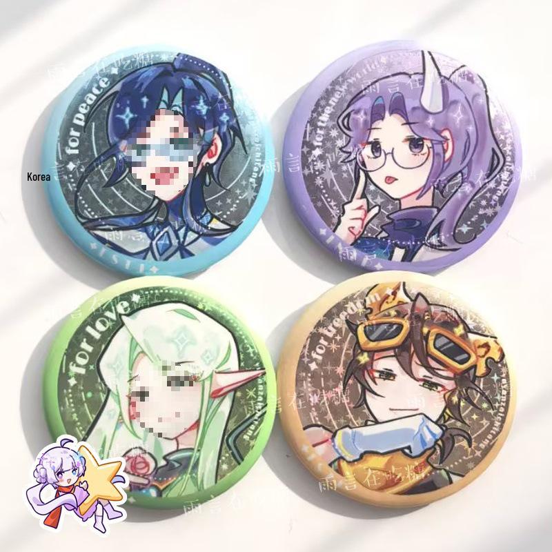 Rainy Language Eating Candy: MBTI Untitled - Purple Group Anime Laser Tinplate Badge Button