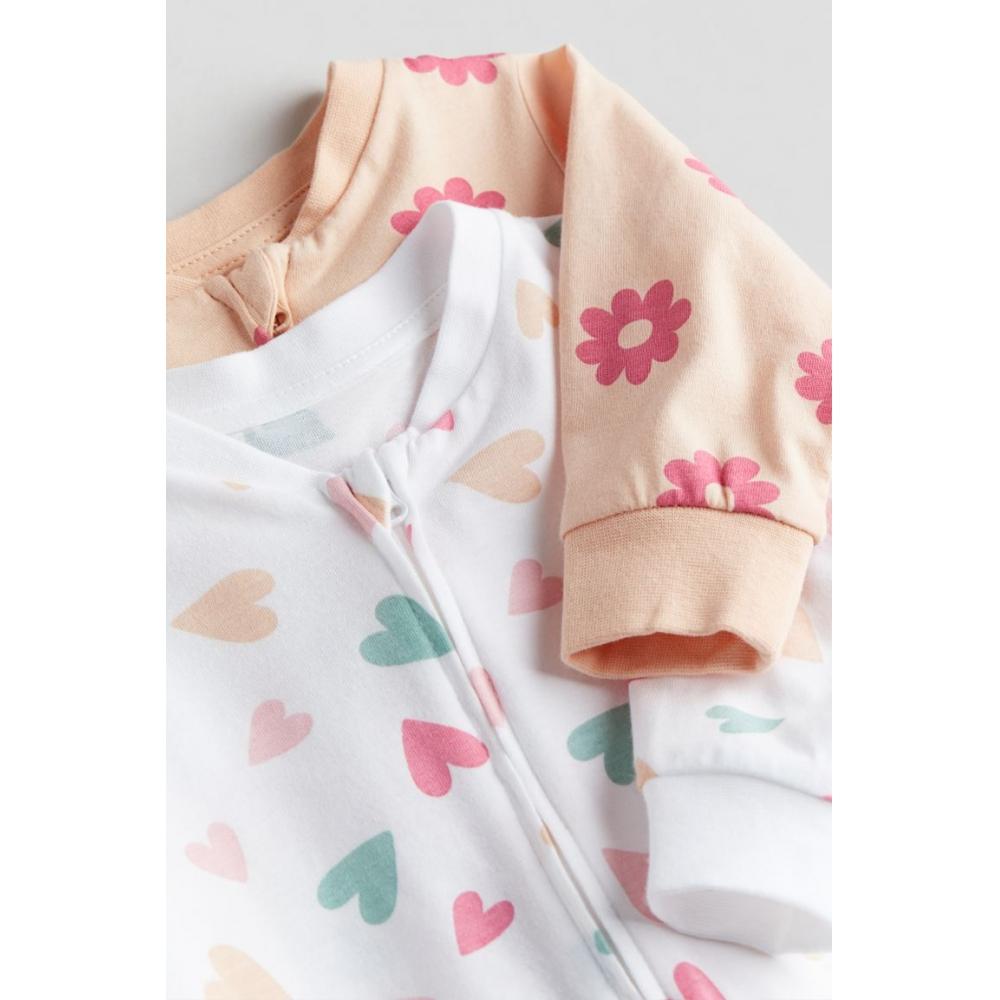 

Хлопковая пижама с рисунком HM, комплект из 2 предметов, белое сердце