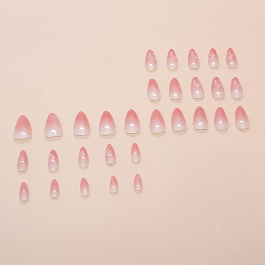 Pink White Gradients Resin Nail Extension Chip-Proof Smudge-Proof Fake Nails for Shopping Traveling Dating