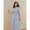 INMAN French Hollow Lace V-Neck Puff Sleeve Dress