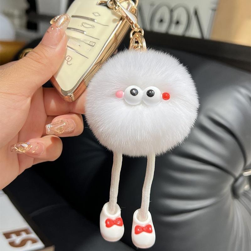 Non-Toxic Cute Big Eyes Plush Toys Keychain Cartoon Briquettes Keychain Briquettes Car Keychain Pendant Korean Plush School Bag Pendant