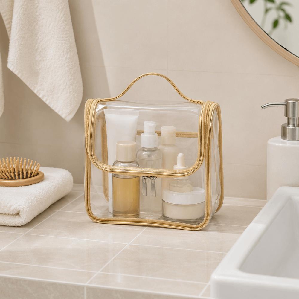 Easy Clean Large Capacity Travel Toiletry Bag Waterproof Transparent Clear Handbag Multi-function PVC Makeup Cosmetics Bag Daily