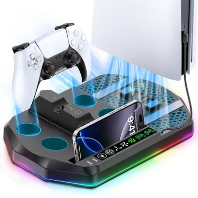 Compatibel met PS5 PS5 Verticale Koelstandaard met 3 Instelbare Luchtstromen Twee Warmte LED RGB Nieuwe PlayStation 5 Zwart Pro/PS5 Slim/PS5, Snelheden,