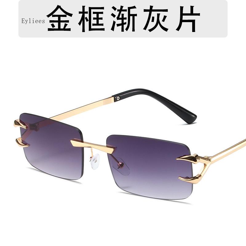 Latest Fashion Vintage Rectangle Sunglasses Rimless Frameless Gradient UV400 Shades Summer Traveling Sun Glasses for Women gafas