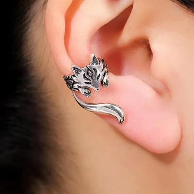 Neue Trendige Fuchs-Form Clip-Ohrringe für Damen Antik-Silberfarbe 2023 Ohr-Manschetten-Ohrringe Mädchen Statement-Schmuck Drop Shipping